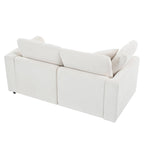 Chenille 4-Piece Sofa Set with Accent Chairs and Movable Ottoman - Grey