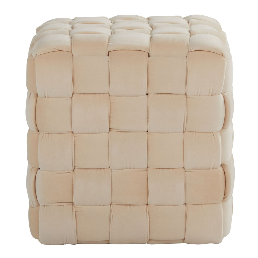 Square Braided Ottoman with Braided Upholstery - Pink, Light Blue, Dark Gray, Beige