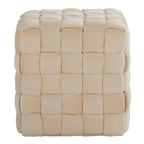 Square Braided Ottoman with Braided Upholstery - Pink, Light Blue, Dark Gray, Beige