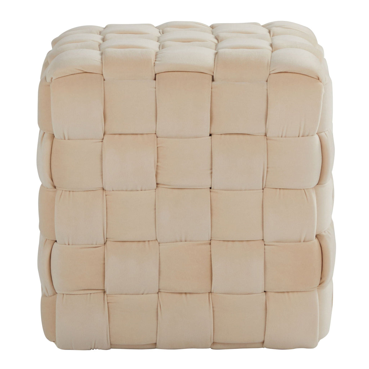Square Braided Ottoman with Braided Upholstery - Pink, Light Blue, Dark Gray, Beige