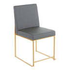 Contemporary High Back Dining Chair Set with Upholstered Seat - Multiple Colors