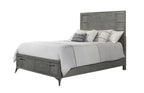Dark Gray Storage Bed with Bookmatched Veneer and Lighted Headboard