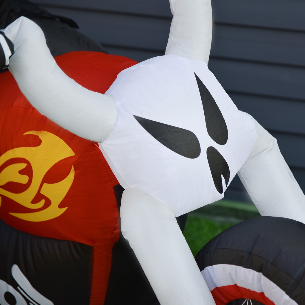 6' Halloween Inflatable Grim Ghost Biker with LED Lights - White