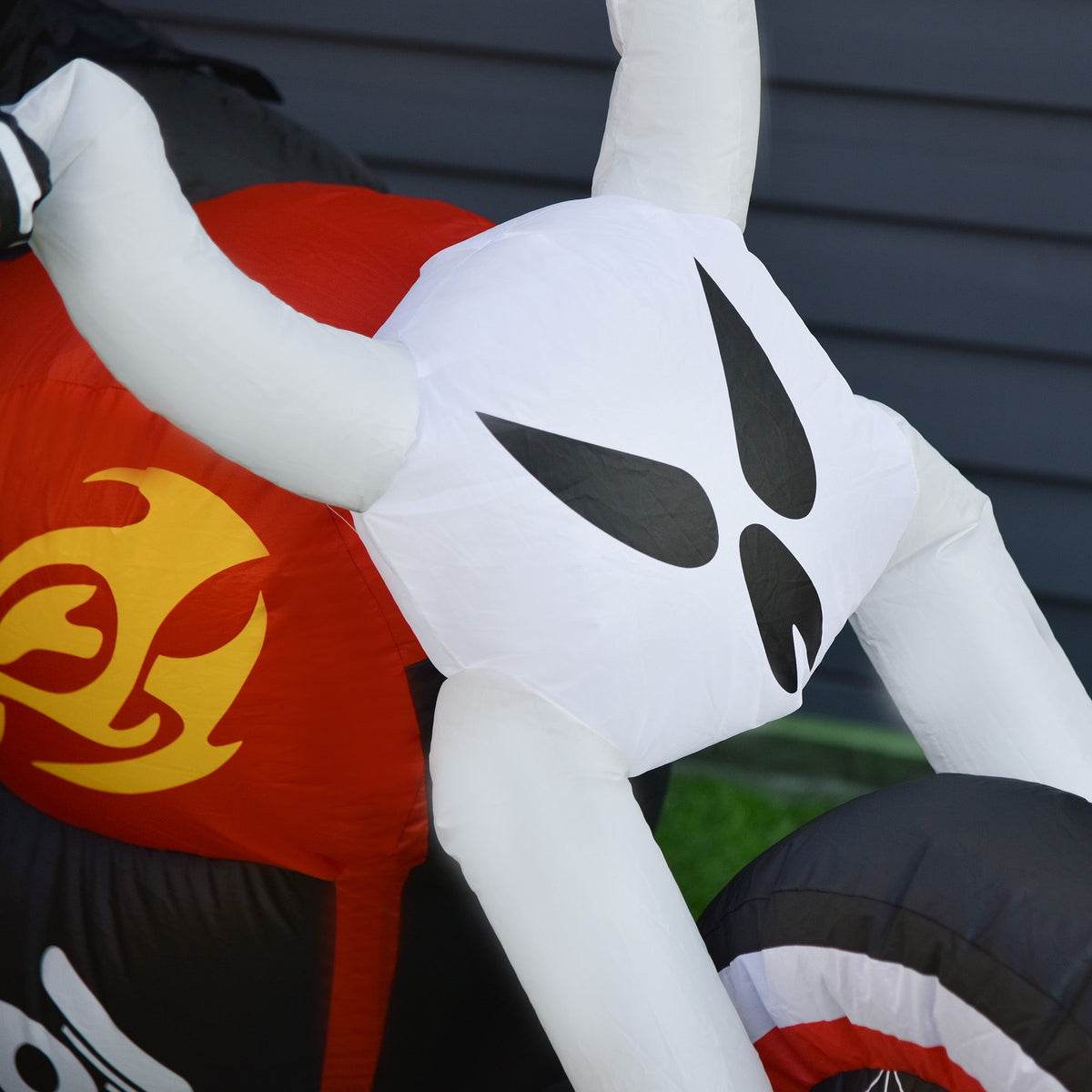 6' Halloween Inflatable Grim Ghost Biker with LED Lights - White