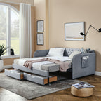 Daybed with Trundle and Storage Drawers - Twin, Fabric Upholstered - Multiple Colors