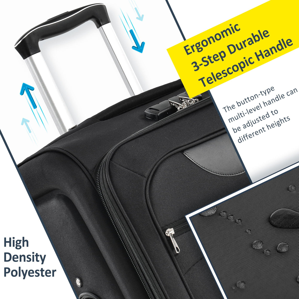 Expandable Softside Luggage 3 Piece Set with Spinner Wheels - Multiple Colors
