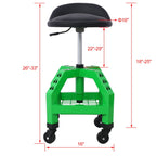 Pneumatic 360 Degree Swivel Creeper Stool with Adjustable Height - Red, Yellow, Green, Dark Gray