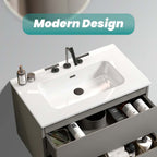 Glossy White Ceramic Integrated Sink with Seamless Design - White