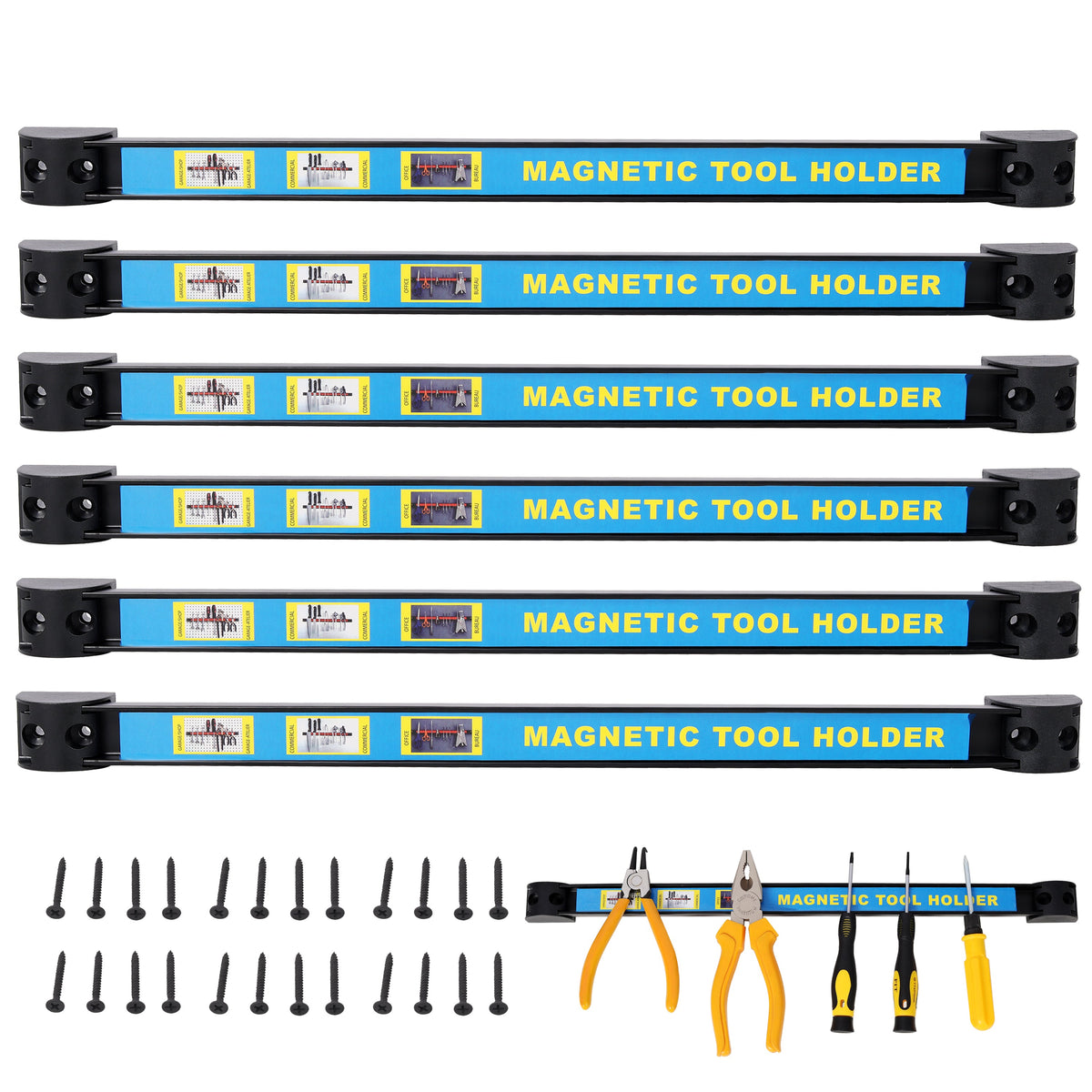 18-Inch Heavy Duty Magnetic Tool Holder Set - 6 Pack
