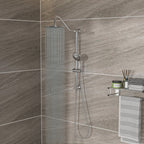 Shower System with 5 Function Rain Hand Shower and Slide Bar Combo - Pearl Silver, Gray, or Black