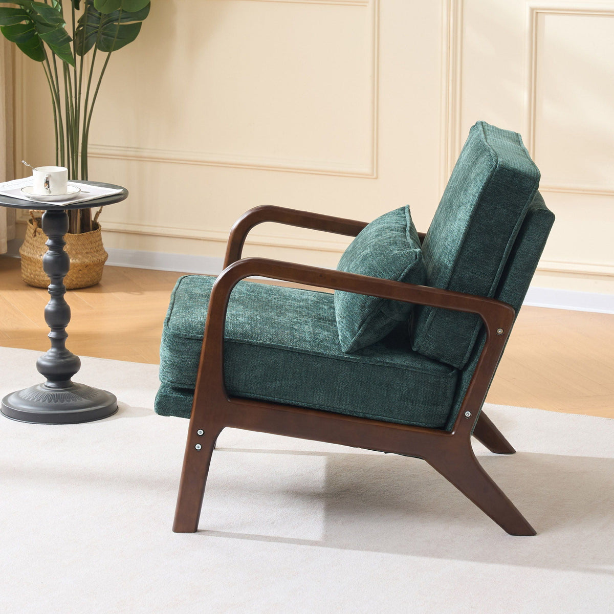 Upholstered Living Room Chair with Curved Armrests - Choice of Color