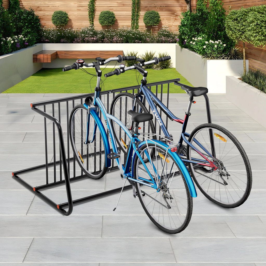 10-Bike Floor Rack with Double-Sided Storage - Metal