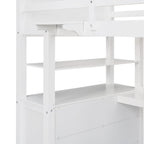 Twin Loft Bed with Drawers and Desk - White