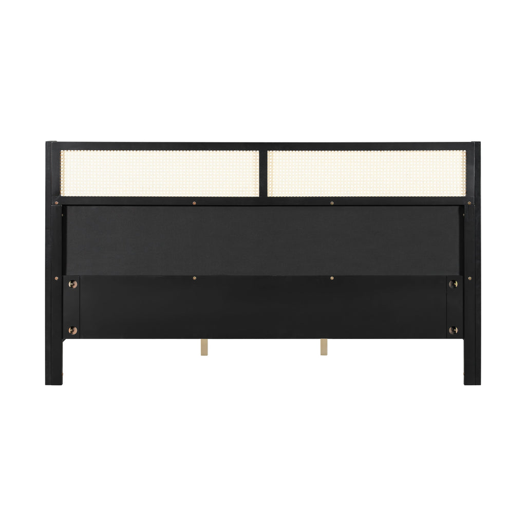 King Size Bed Frame with Upholstered Headboard - Black and Green