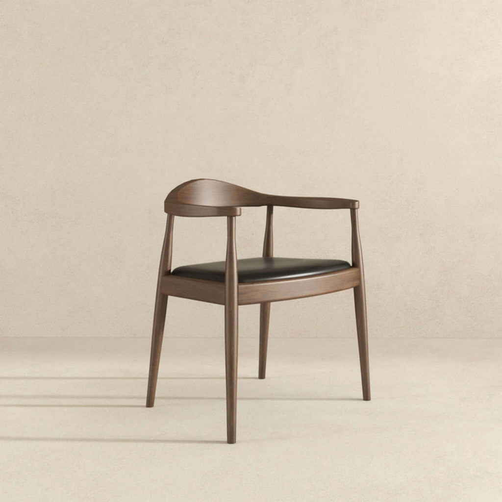 Mid-Century Modern Dining Chair with Armrests - Dark Gray or Dark Brown