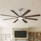 Large Ceiling Fan with Dimmable LED Light and Remote Control - Black or Dark Brown