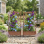 Raised Garden Bed with Trellis 2 Pack – Solid Wood Planter & Plant Stand, Brown