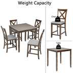 Wooden 5 Piece Dining Table Set with Square Counter Height Table - Gray or Dark Brown