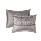 7 Piece Jacquard Comforter Set Grey Taupe King