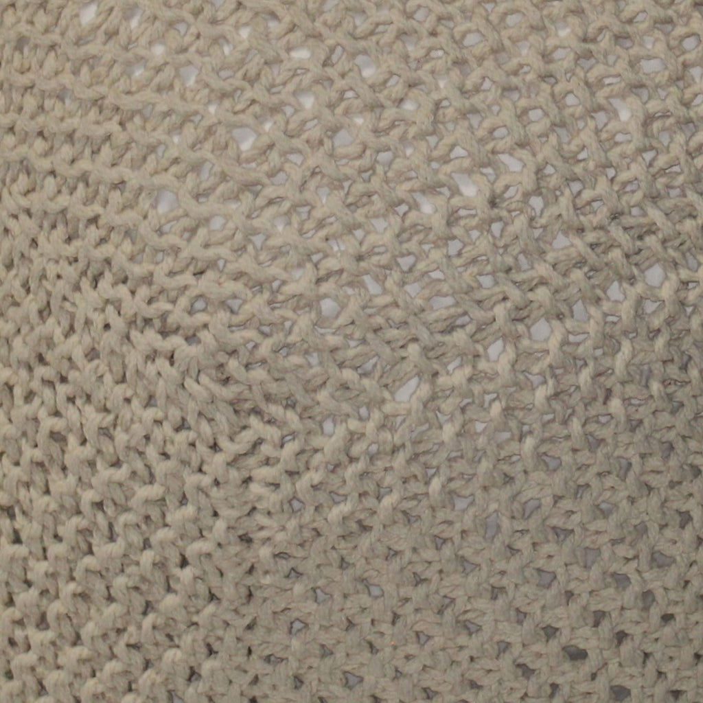 Cable Knitted Accent Pouf with Semi Rounded Design - Beige, Dark Brown, Dark Gray