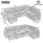 Convertible U-Shaped Sectional Sofa Bed with USB Ports and Storage – Black, Dark Gray, Blue