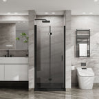 Frameless Glass Shower Door Bifold with Zinc Alloy Handle - Pearl Silver or Black