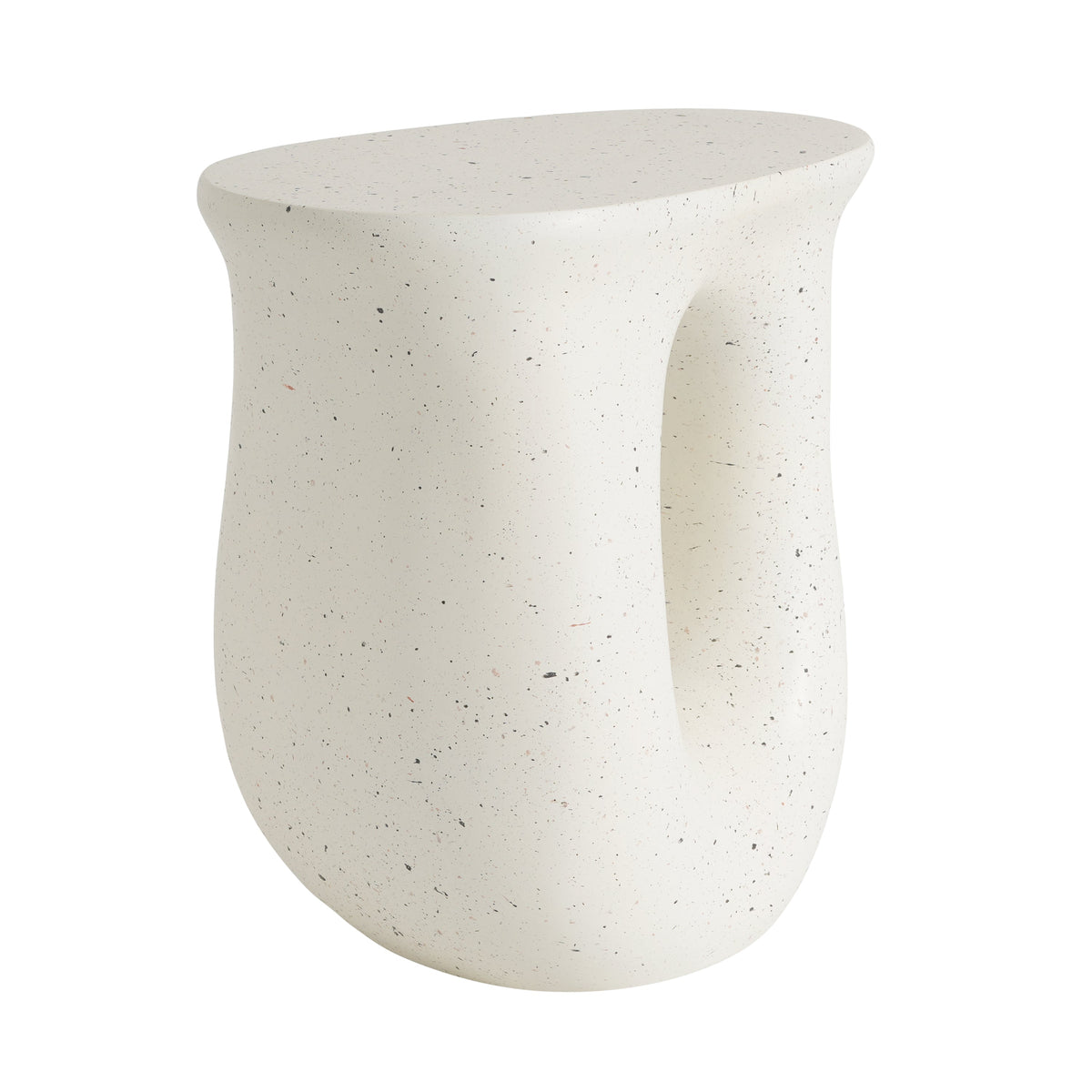 Outdoor MGO Side Table with Travertine-Look Finish – White or Light Grey