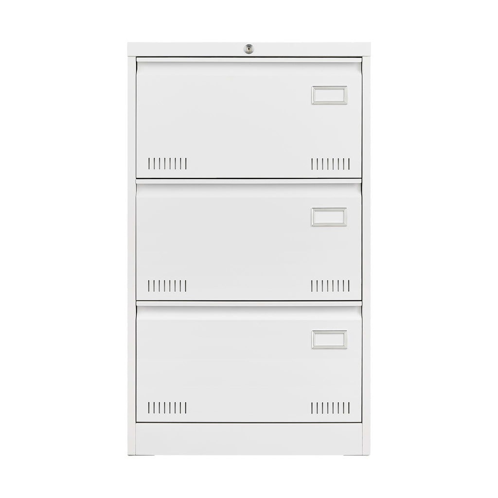 Locking Metal Filing Cabinet 3 Drawer - Multiple Sizes, Black or White