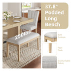 Farmhouse Extendable Wood Dining Table Set for 6 with Upholstered Seating - Natural Wood