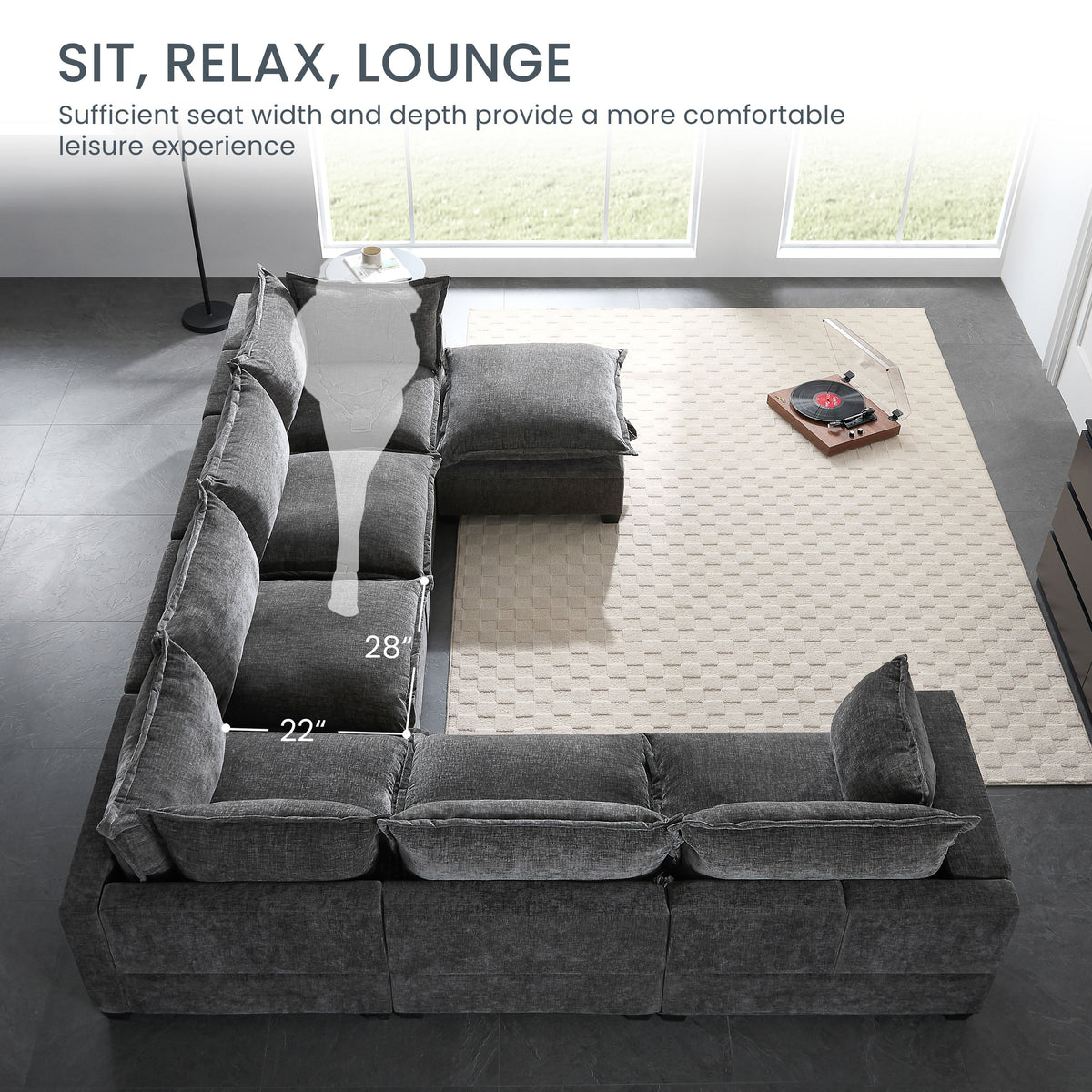 Modular Sectional Sofa with Movable Storage Ottoman - Chenille