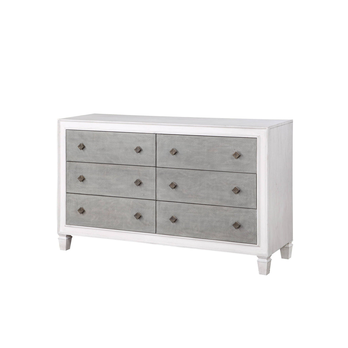 Katia Weathered Dresser with Full-Extension Drawers - White