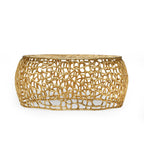 Modern Glam Mesh Coffee Table with Gold Accents and Aluminum Frame