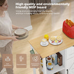 Kitchen Island Cart with Mobile Storage Cabinets - MDF & Metal