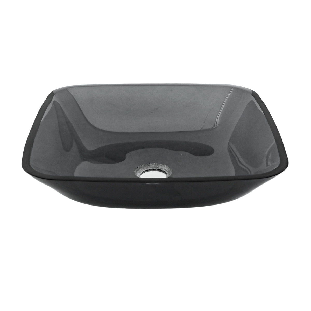 Square Vessel Sink for Bathroom with Pop Up Drain - Gray