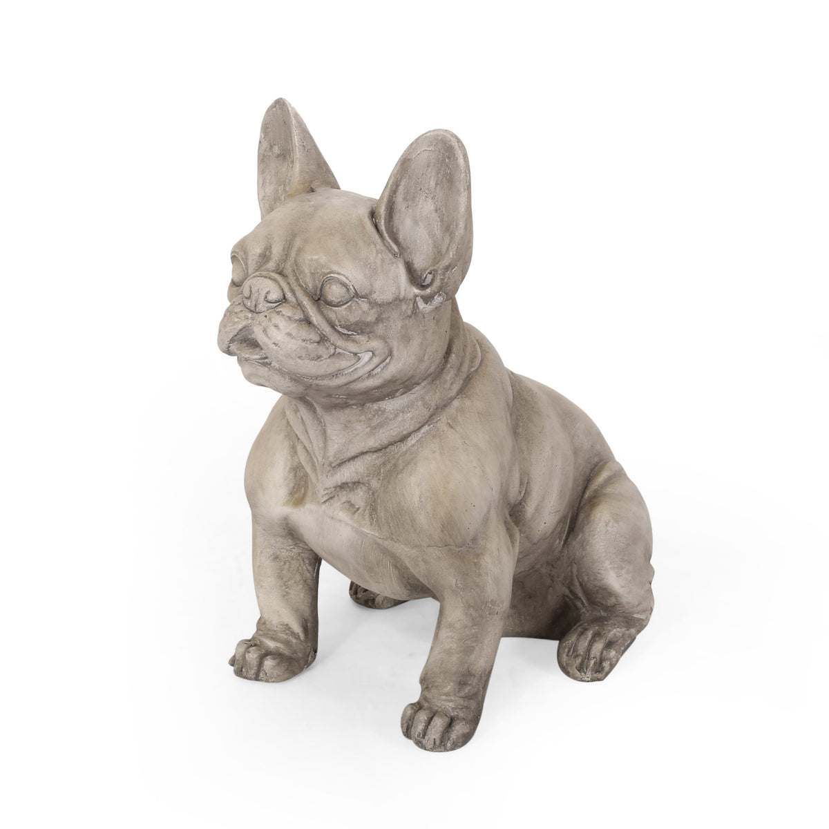 French Bulldog Garden Sculpture with Weather-Resistant Finish - Gray