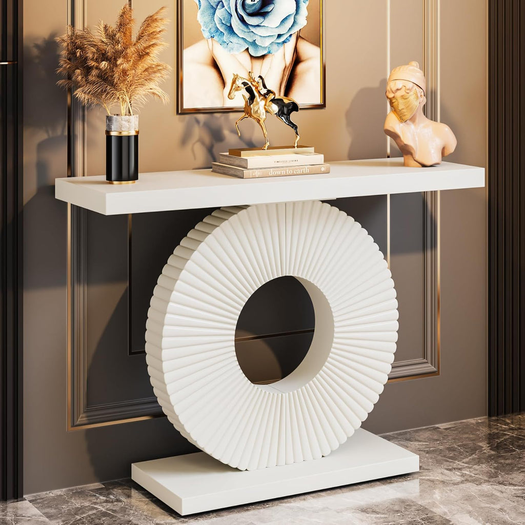 Modern Console Table With Sculptural Geometric Base