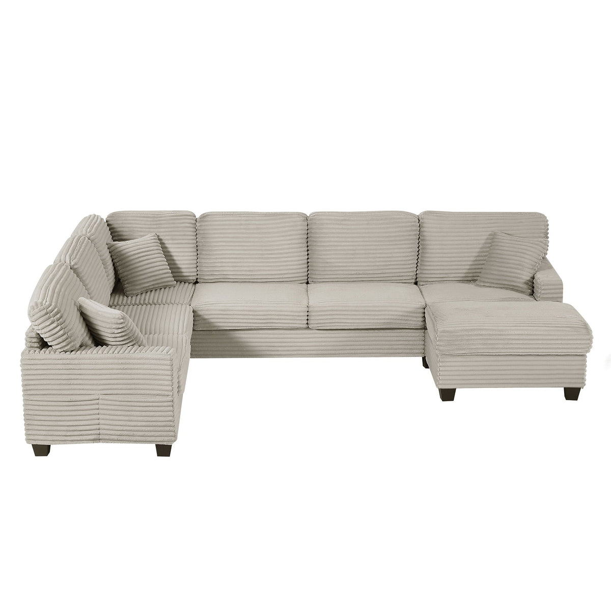 U-Shaped Upholstered Sectional Sofa with Movable Ottoman