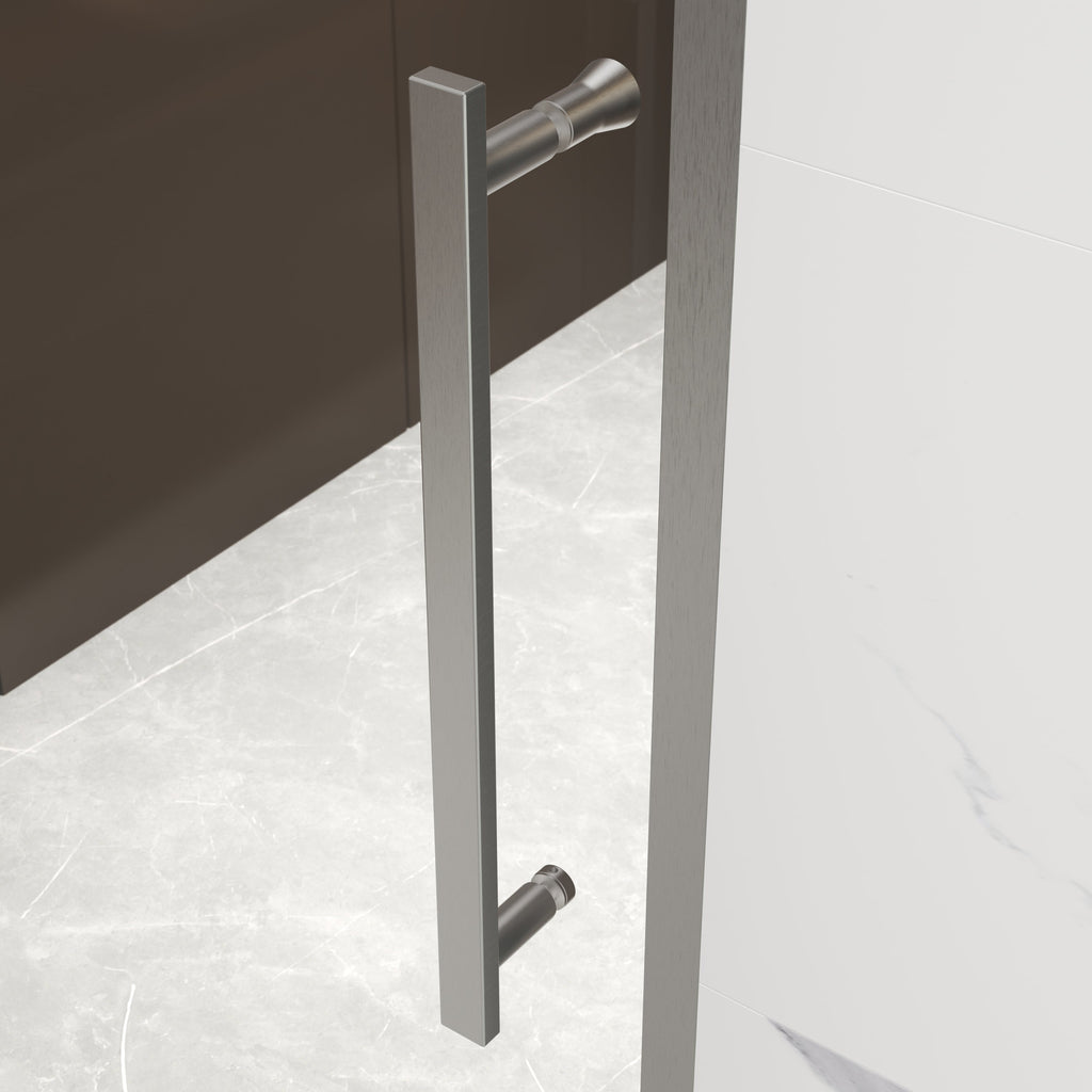 Pivot Shower Door with Tempered Glass and Soft-Close Hinge - Brushed Nickel