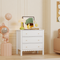 White 3 Drawer Dresser with Ample Storage - White