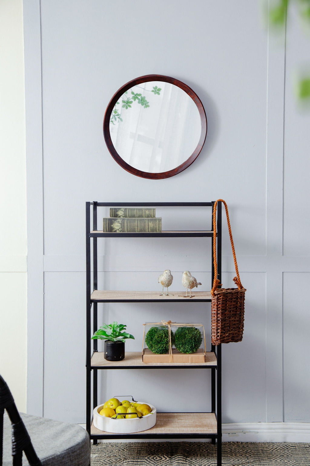 Transitional Mango Wood Wall Mirror with Frame - Multiple Colors