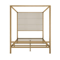 Canopy Bed With Tall Upholstered Headboard - 4 Poster Frame - Gold or Black