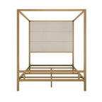 Canopy Bed With Tall Upholstered Headboard - 4 Poster Frame - Gold or Black