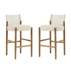 Solid Wood Bar Stool Set with Polyester Cushion - Brown & White