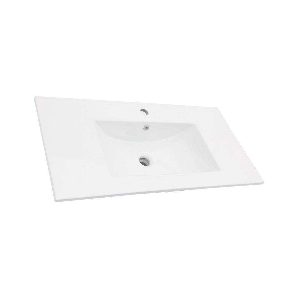 Premium Rectangular Vanity Top with Single Faucet Hole and Overflow - White