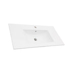 Premium Rectangular Vanity Top with Single Faucet Hole and Overflow - White