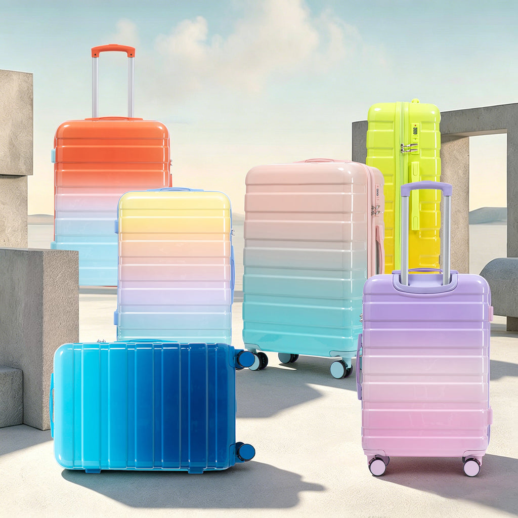 3-Piece Hard Case Luggage Set with Spinner Wheels - Blue+Yellow
