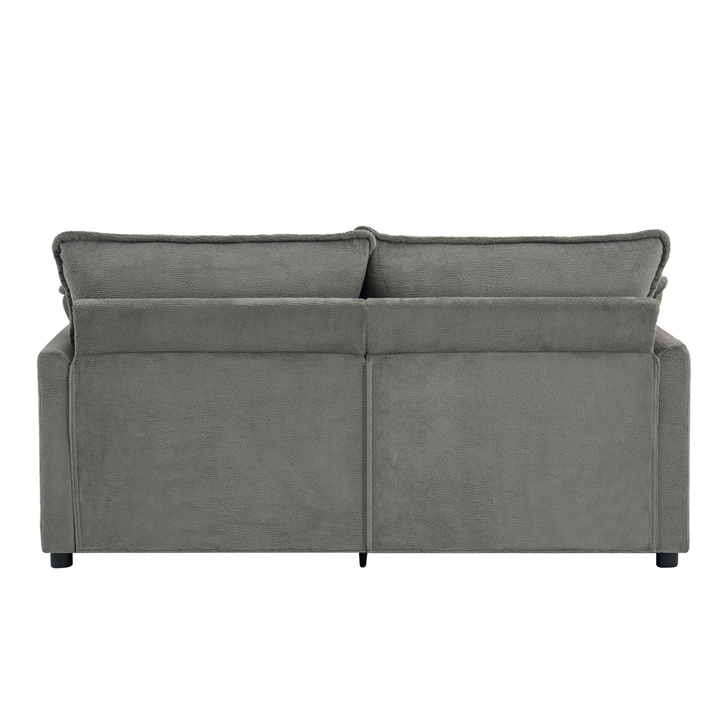 Modern Loveseat Sofa with Side Storage Pockets - Green, Beige, or Dark Gray