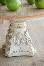 Wood Cake Stand With Magnesium Base - Cream / Brown