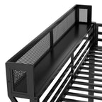 Queen Over Queen Bunk Bed with Storage Shelf and Ladder - Black