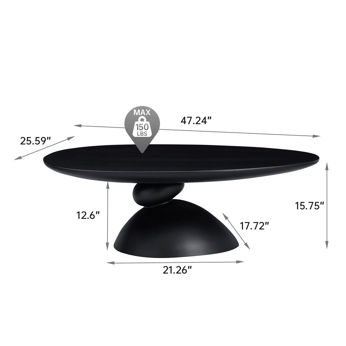 Lucky Stone Shaped Table with Sculptural Base – White, Black, or Gray